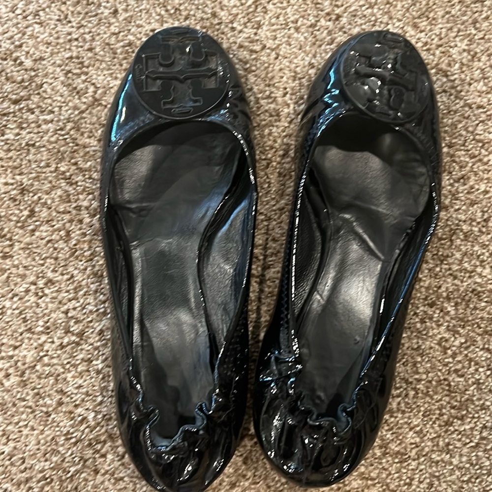Tory Burch black patent leather flats